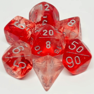 CHX27554 NEBULA LUMINARY Red w/ Silver Polyhedral 7pc dice set image 0
